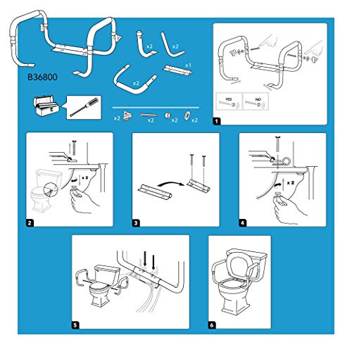 Carex Toilet Safety Frame - Toilet Safety Rails With Adjustable Width - Toile...