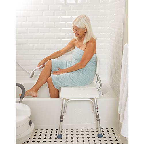 Carex Tub Transfer Bench - Shower Chair Transfer Bench with Height Adjustable...