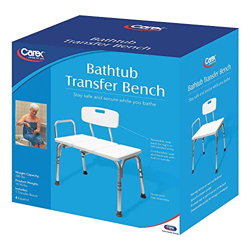 Carex Tub Transfer Bench - Shower Chair Transfer Bench with Height Adjustable...