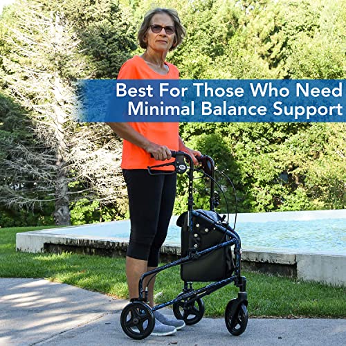 Carex 3 Wheel Walker for Seniors, Foldable, Rollator Walker with Three Wheels...