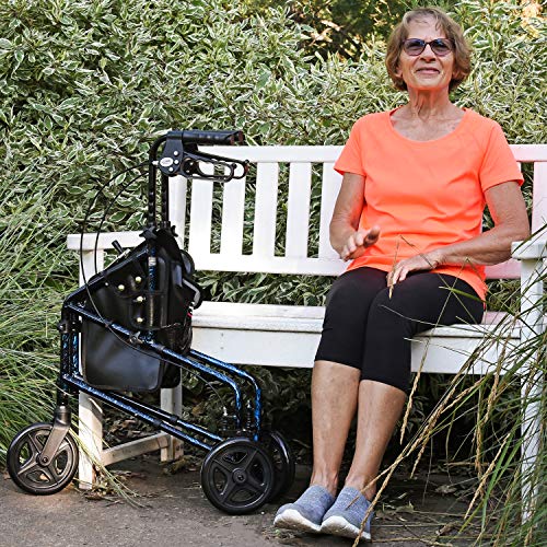 Carex 3 Wheel Walker for Seniors, Foldable, Rollator Walker with Three Wheels...