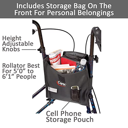 Carex 3 Wheel Walker for Seniors, Foldable, Rollator Walker with Three Wheels...