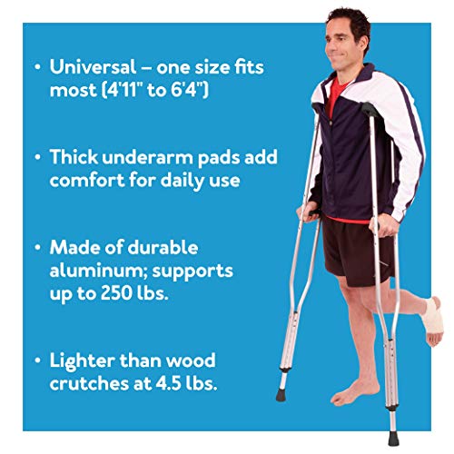 Carex Folding Aluminum Underarm Crutches - Lightweight, Great for Travel or W...