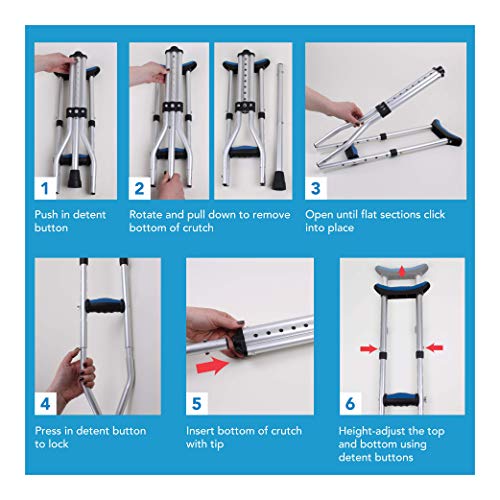 Carex Folding Aluminum Underarm Crutches - Lightweight, Great for Travel or W...