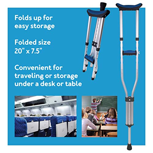 Carex Folding Aluminum Underarm Crutches - Lightweight, Great for Travel or W...