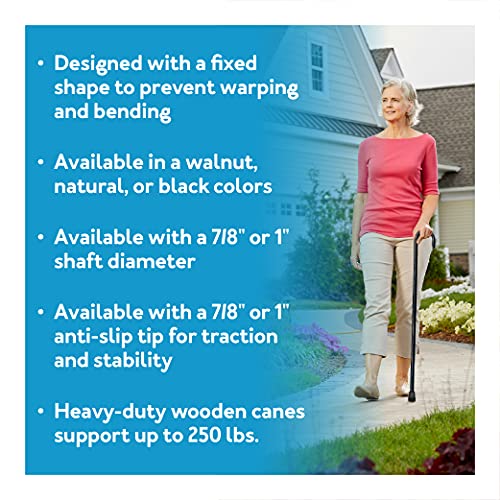 Carex Solid Wood Walking Cane - Wooden Canes for Men & Women with 250 lb Weig...