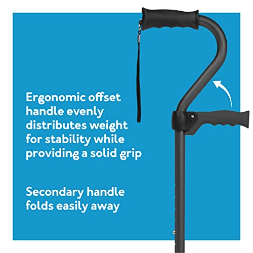 Carex Stand Assist Walking Cane - Includes Secondary Flip Down Handle for Add...