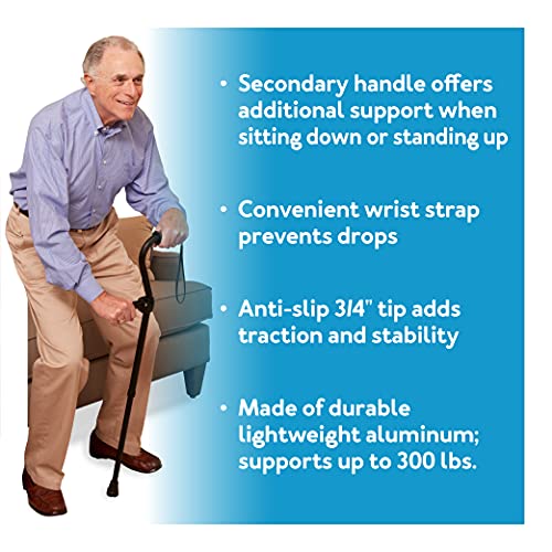Carex Stand Assist Walking Cane - Includes Secondary Flip Down Handle for Add...