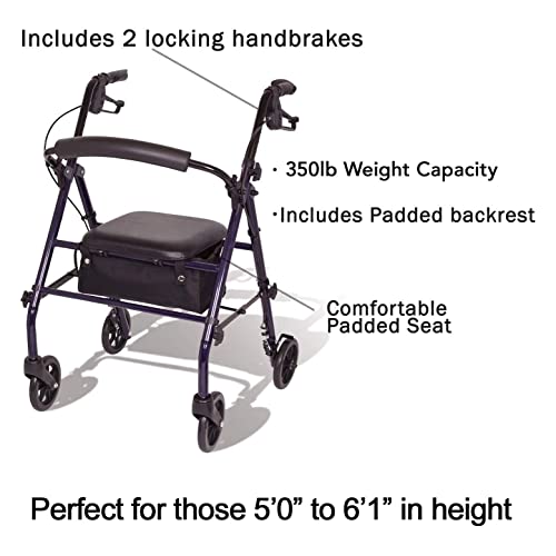 Carex Steel Rollator Walker with Seat and Wheels - Rolling Walker for Seniors...