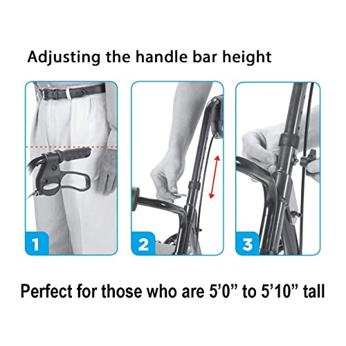 Carex Steel Rollator Walker with Seat and Wheels - Rolling Walker for Seniors...