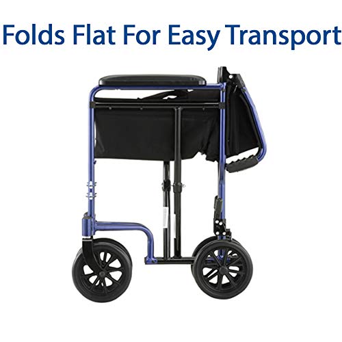 Carex Transport Wheelchair With 19 inch Seat - Folding Transport Chair with F...