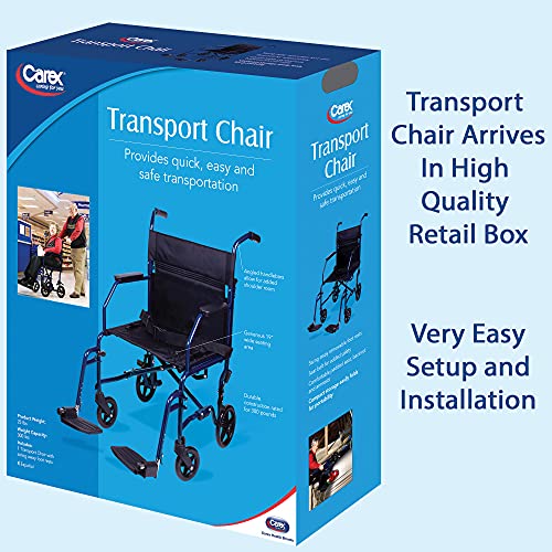 Carex Transport Wheelchair With 19 inch Seat - Folding Transport Chair with F...