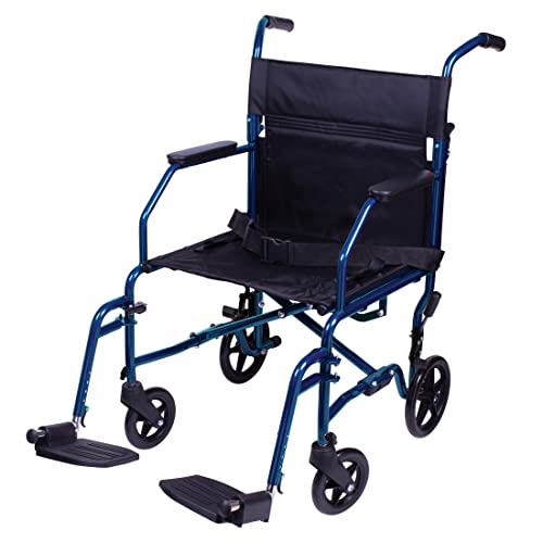 Carex Transport Wheelchair With 19 inch Seat - Folding Transport Chair with F...