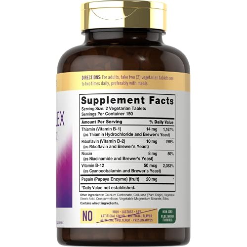 B Complex Vitamin with B12 | 300 Tablets | Vegetarian Formula | Non-GMO, Glut...