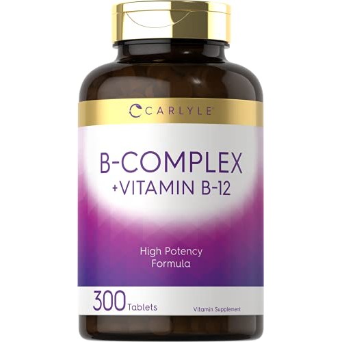 B Complex Vitamin with B12 | 300 Tablets | Vegetarian Formula | Non-GMO, Glut...