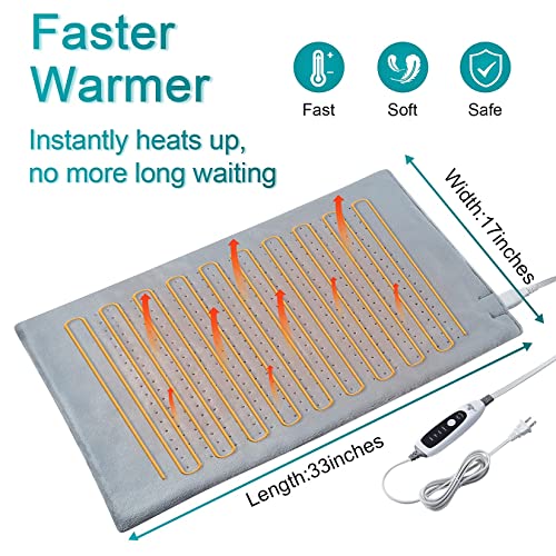 CAROMIO Heating Pad for Back Pain Cramps Relief Extra Large 33"x17" Electric ...