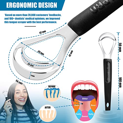 3-Pack Tongue Scraper with Travel Case, Professional Metal Tounge Scrappers S...