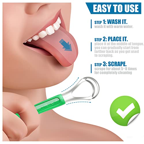 3-Pack Tongue Scraper with Travel Case, Professional Metal Tounge Scrappers S...