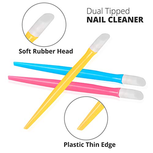 CATTOMBEEG Rubber Cuticle Pusher - Pack of 6 - Plastic Handle Tipped Nail Art...