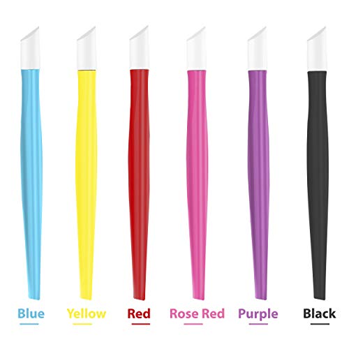 CATTOMBEEG Rubber Cuticle Pusher - Pack of 6 - Plastic Handle Tipped Nail Art...