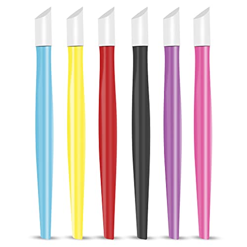 CATTOMBEEG Rubber Cuticle Pusher - Pack of 6 - Plastic Handle Tipped Nail Art...