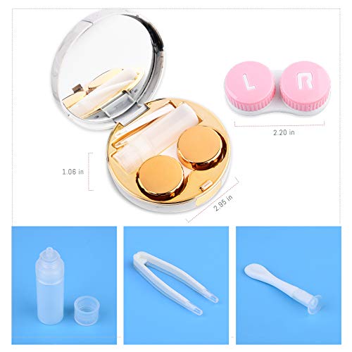 Contact Lens Cases, 5 in 1 Travel Contact Lens Box with Mirror Tweezers Remov...