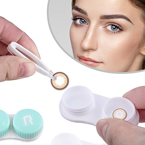 Contact Lens Cases, 5 in 1 Travel Contact Lens Box with Mirror Tweezers Remov...