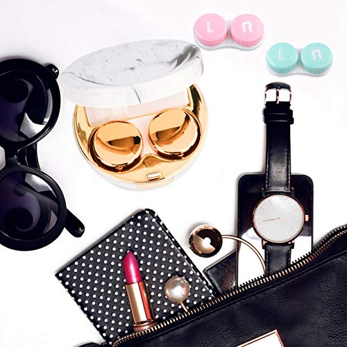 Contact Lens Cases, 5 in 1 Travel Contact Lens Box with Mirror Tweezers Remov...