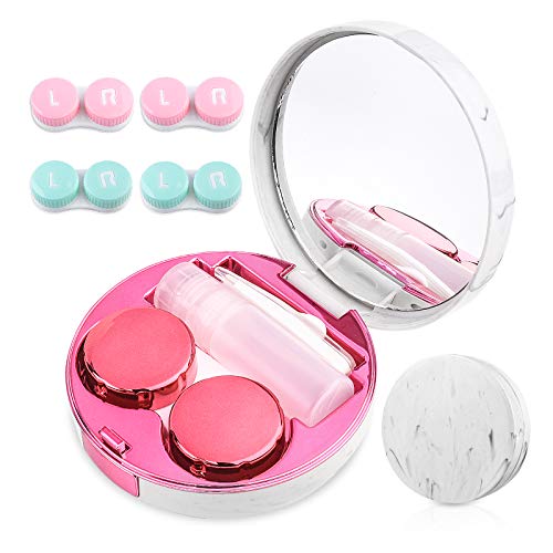 Contact Lens Cases, 5 in 1 Travel Contact Lens Box with Mirror Tweezers Remov...