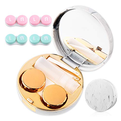 Contact Lens Cases, 5 in 1 Travel Contact Lens Box with Mirror Tweezers Remov...