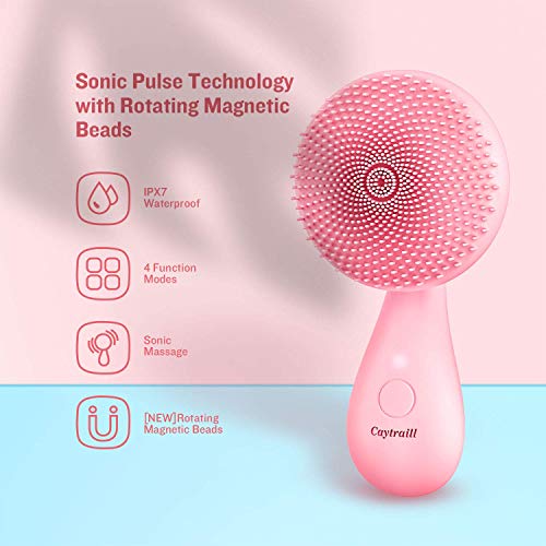 Silicone Facial Cleansing Brush,Ultrasonic Face / Body Cleanser, 4 Function M...