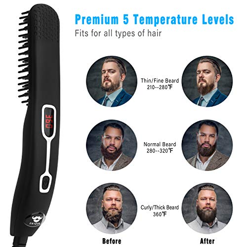 Cayzor Beard Straightener Comb for Men - Upgraded Professional Electric Mens ...