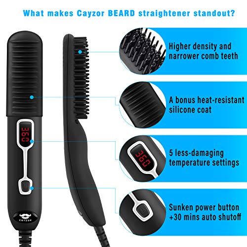 Cayzor Beard Straightener Comb for Men - Upgraded Professional Electric Mens ...