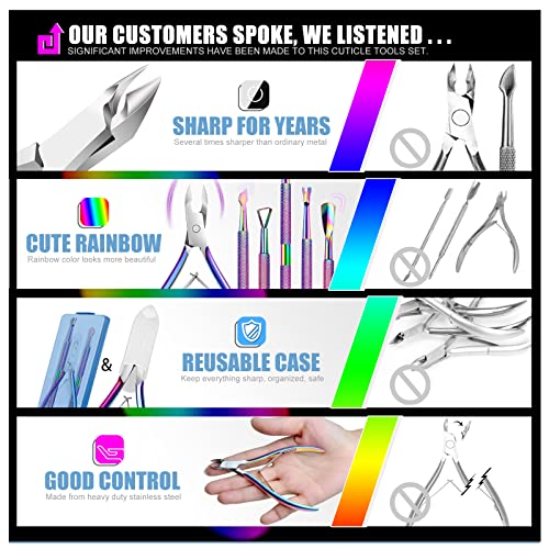 Cuticle Trimmer with Cuticle Pusher, Nail Scraper, 3-in-1 Professional Cuticl...