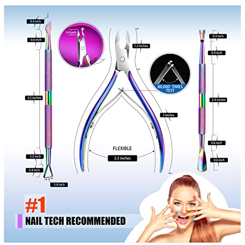Cuticle Trimmer with Cuticle Pusher, Nail Scraper, 3-in-1 Professional Cuticl...