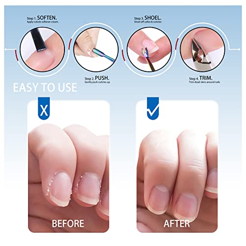 Cuticle Trimmer with Cuticle Pusher, Nail Scraper, 3-in-1 Professional Cuticl...