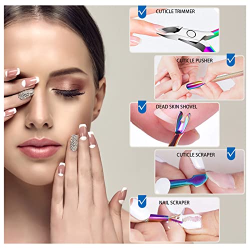 Cuticle Trimmer with Cuticle Pusher, Nail Scraper, 3-in-1 Professional Cuticl...