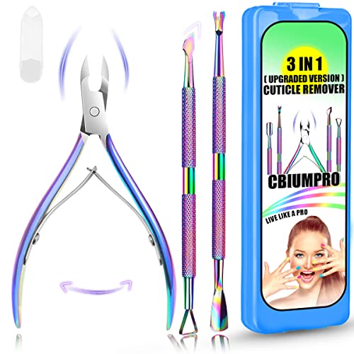 Cuticle Trimmer with Cuticle Pusher, Nail Scraper, 3-in-1 Professional Cuticl...