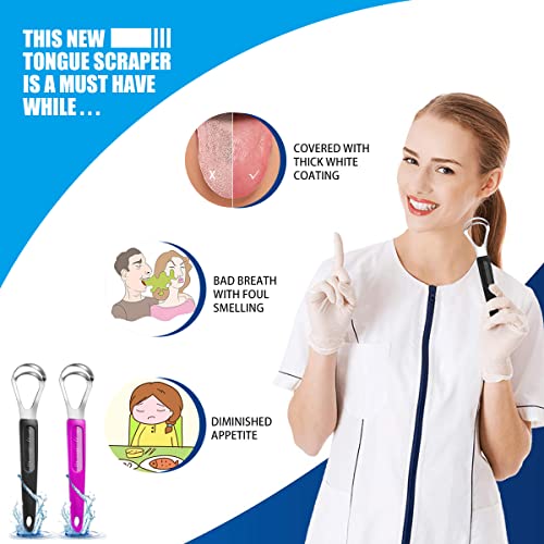 [Double Heads] Tongue Scraper for All Ages, 2022 Upgraded Stainless Steel Met...