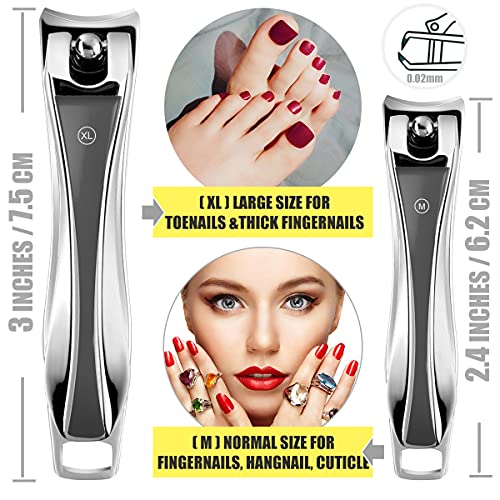Nail Clippers Set, 2 Pack Ultra-sharp Toenails & Fingernails Clippers Manicur...