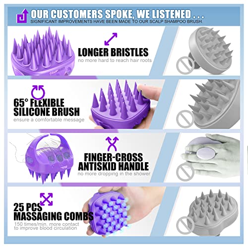 Shampoo Massager Brush Scalp Exfoliator for Dandruff Removal, Waterproof Show...