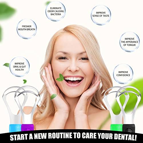 Tongue Scraper, 4 Pack Medical Grade Metal Stainless Steel Tongue Scraping To...