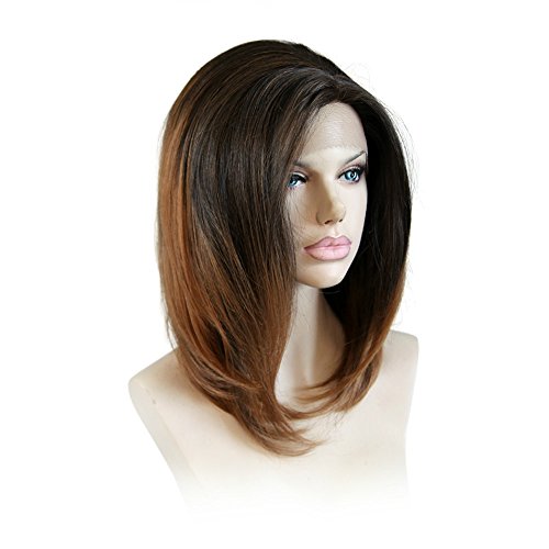 Cbwigs PT2/27# Color Short Bob Straight Synthetic Lace Front Wigs for Women H...