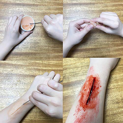 CCbeauty 12 Colors Face Body Paint with Wound Scar Wax (1.6Oz) + Fake Scab Bl...