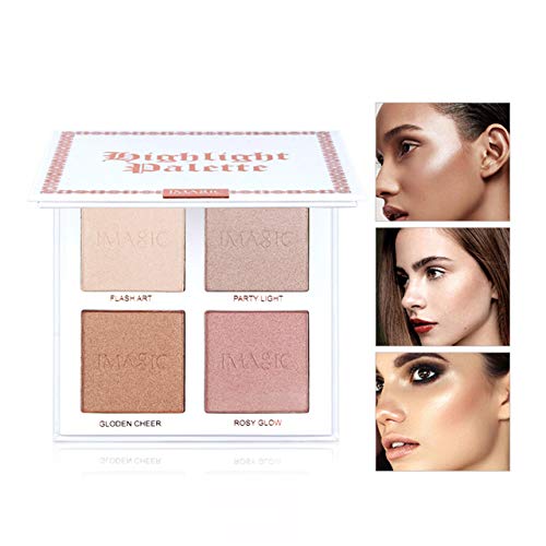 CCbeauty 4 Color Highlighter Makeup Palette with Powder Brush Shimmer Bronzer...