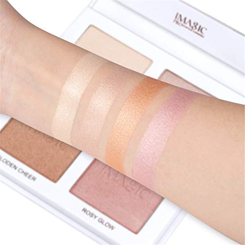 CCbeauty 4 Color Highlighter Makeup Palette with Powder Brush Shimmer Bronzer...