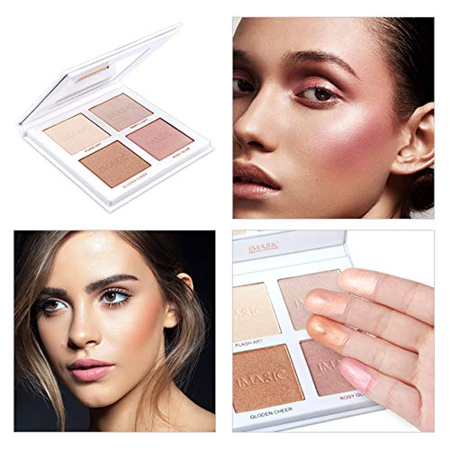 CCbeauty 4 Color Highlighter Makeup Palette with Powder Brush Shimmer Bronzer...