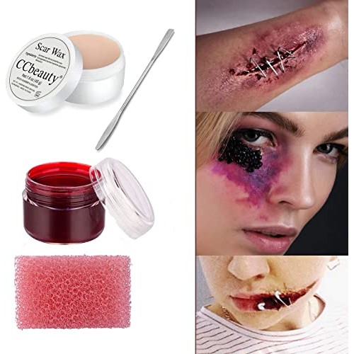 CCbeauty 6 Colors Bruise Wheel with Fake Wound Modeling Scar Wax (1.6Oz),Spat...