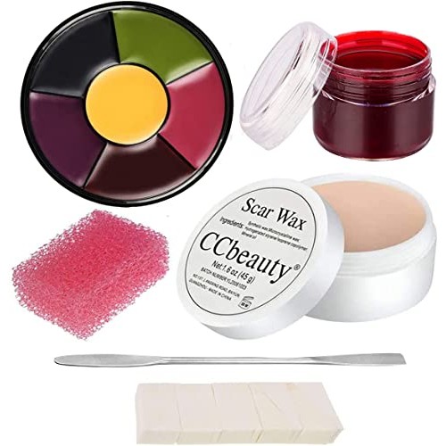 CCbeauty 6 Colors Bruise Wheel with Fake Wound Modeling Scar Wax (1.6Oz),Spat...