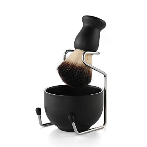 CCbeauty Men Black 3Pcs Shaving Set, 3.2" Black Stainless Steel Shaving Bowl ...